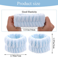 WLLHYF 2Pieces Face Washing Wristbands Spa Wash Band Microfiber Wrist Towels for Women Washing Face Makeup Skin Care Yoga Prevent Liquid from Spilling Down Arm (Blue)