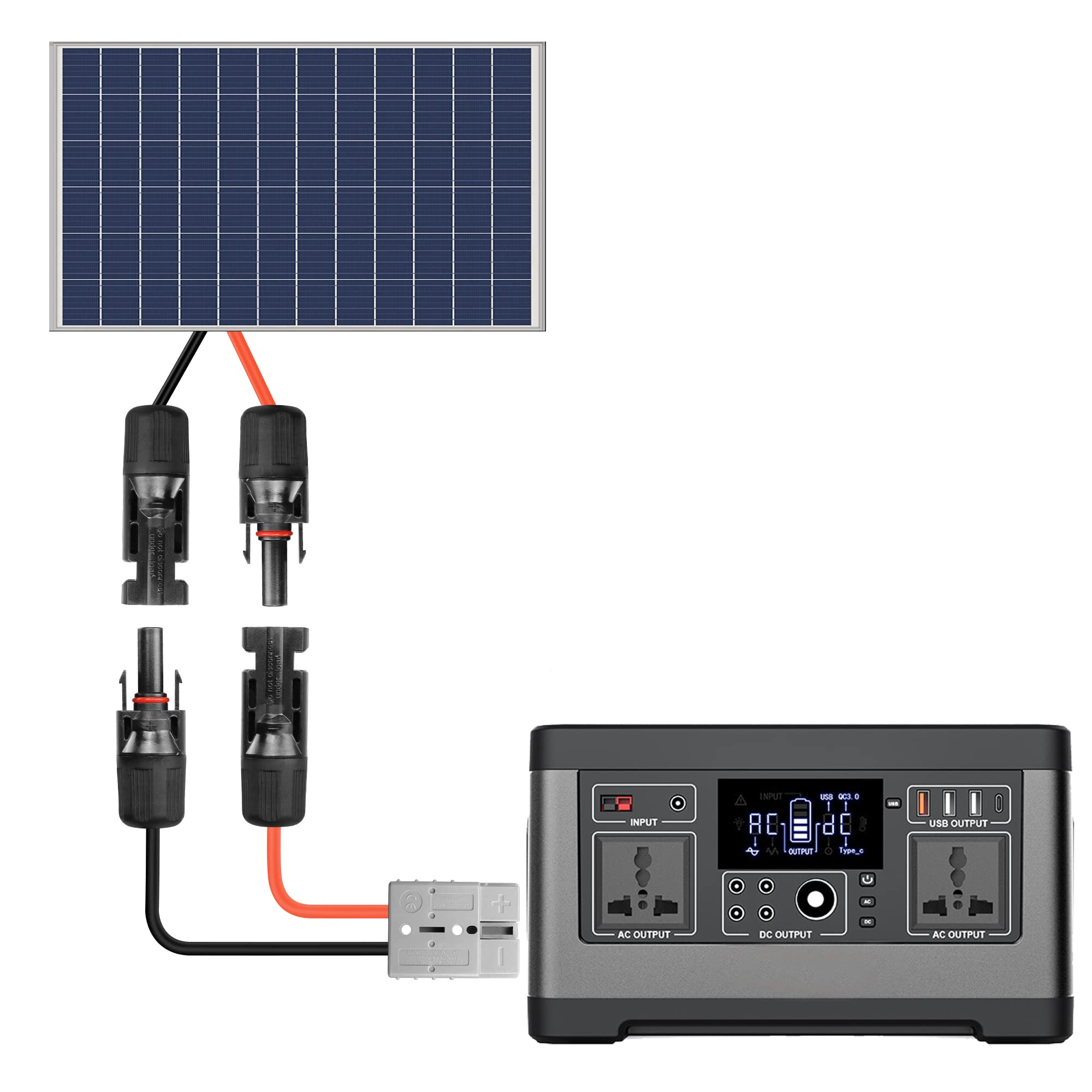 YAODHAOD Solar Cable 6mm² to 50A Adapter,TUV Certified Photovoltaic Cable with 50A Connector for Solar Panel, Portable Solar Generator Power Station(50A Plug to Solar Plug 4mm² 1M)