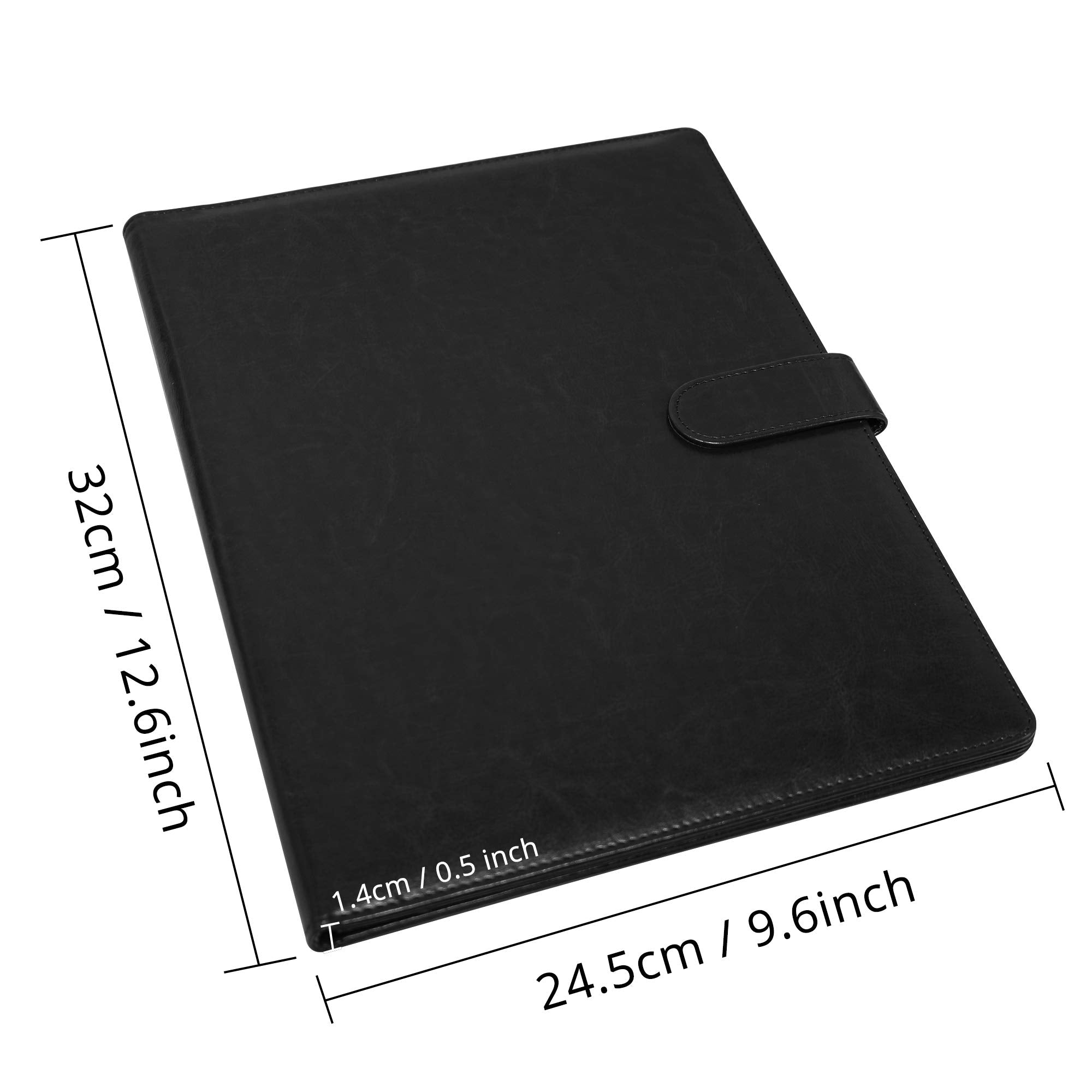 GraduatePro A4 Clipboard Folder with Storage Leather Waterproof Magnetic Conference Presenter Document Business Organizer Sleeves Black