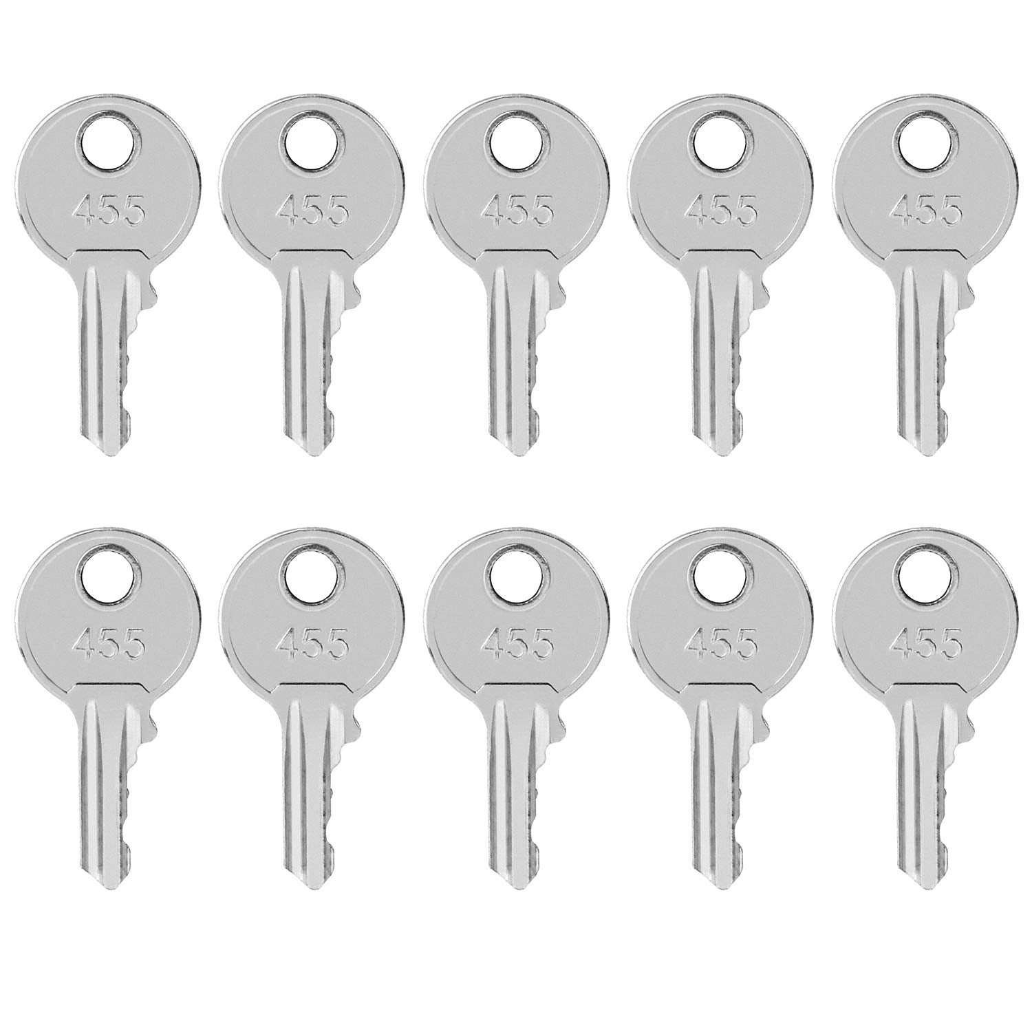 QWORK® Ignition Keys 455 for Boom Lifts Scissor Lift Genie Skyjack Terex, Heavy Equipment Forklift Key, 10 Pack