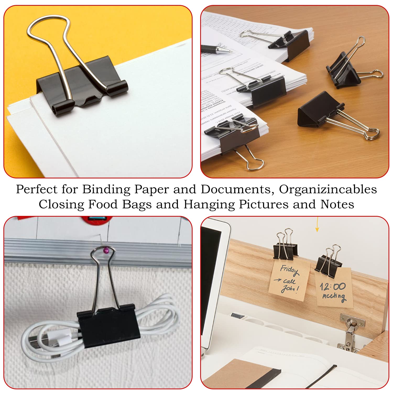 42Pcs Bulldog Clips 25mm Binder Clips Metal Foldback Clips Middle Swallowtail Clip File Money Papper Stationary Clamps for Office School Home Kitchen Shops