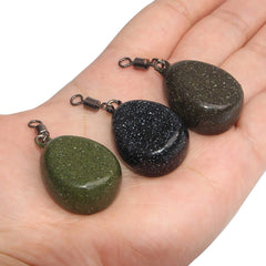 FFT Carp Coarse Fishing Weights Flat Pear with Swivel in Smooth Finish, Running Rigs and Clip,1.1oz, 1.5oz, 2oz, 2.5ozGreen Brown Black (1.1oz x 5, Midnight Black)