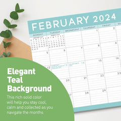 S&O Teal Magnetic Fridge Calendar from January 2024-June 2025 - Tear-Off Refrigerator Calendar to Track Events & Appointments - 18 Month Magnetic Calendar for Fridge for Easy Planning-8 inchesx10 inches in.