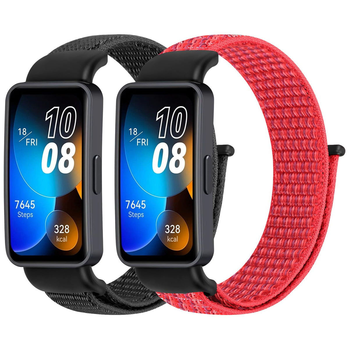 Tiptops Nylon Strap Compatible for Huawei Band 8/Huawei Band 9 Women Men, 2 Pack Breathable Nylon Wristband Sport Solo Loop Replacement Straps for Huawei Band 8/Huawei Band 9 (NFC)