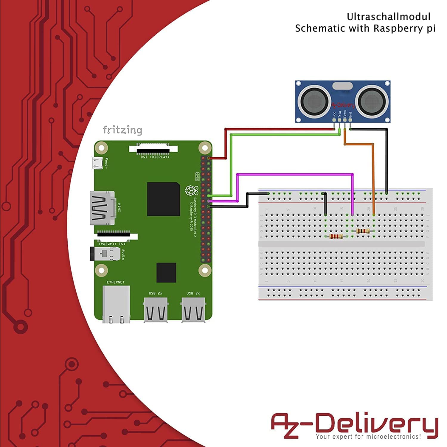 AZDelivery 3 x Compatible with HC-SR04 Ultrasonic Rangefinder Sensor Module compatible with Arduino and Raspberry Pi including E-Book!