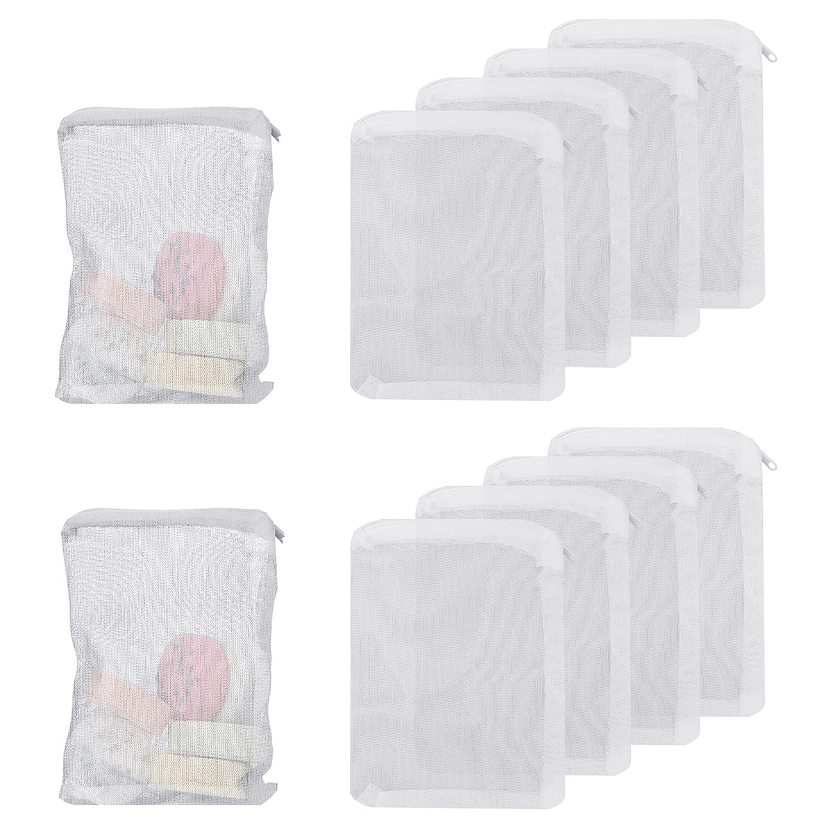 Molain Aquarium Filter Bags- Fish Tank Media Mesh Filter Bag High Flow Fine Mesh Net Reusable Bags with durable plastic Zipper for Fish Tank Bio Balls, Pelletized Carbon -Mesh hole 1mm (10Pcs White)