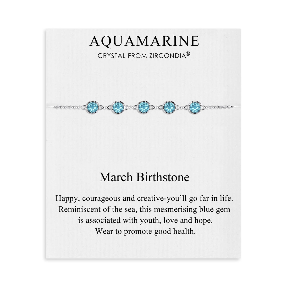 Philip Jones March Birthstone Bracelet Created with Aquamarine Zircondia® Crystals