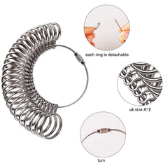 Meowoo Ring Sizer UK Measurement Scales Kit Tools for Measuring Rings Diameters (Metal Ring Gauge)