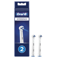 Oral-B Interspace Electric Toothbrush Head, Deep Plaque Remover, Pack of 2 Toothbrush Heads, Cleans Between Teeth, White