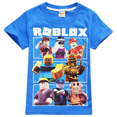 Children Roblox T-Shirt Kids' Games Family Gaming Team Tee Shirt Breathable Cotton Top for Girls Boys Teens (blue2, 160(11-12years))