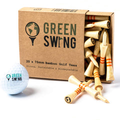 Green Swing Bamboo Golf Tees 70mm   Strong Sustainable Biodegradable   20pcs   Orange Castle Tees