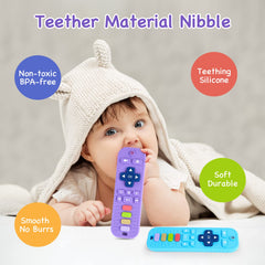 Hooku 2 Pack Remote Teether for Baby, Silicone Teethers for Babies 6-12 Months, Baby Teething Toys for Babies 0-6 Months, Sensory Toys for Babies, Toddler Infant Newborn Toys Baby Gifts for Boys Girls