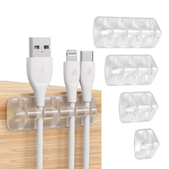 Syncwire Cable Clips Cable Holder [ 5 Pack] Cable Management Multi-Purpose Cable Guide Cable Organiser Set for Desk, Power Cable, USB Charging Cable, Audio Cable, Charging Cables etc. Transparent