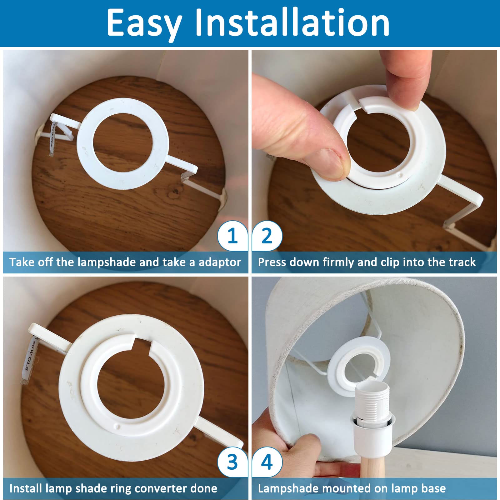 E27 to E14 Plastic Lamp Shade Ring Converter, 42mm to 29mm Lampshade Reducer Ring, Light Shade Adapter Ring to Support Lamp Shade with Duplex Ring Fitting, Pack of 6