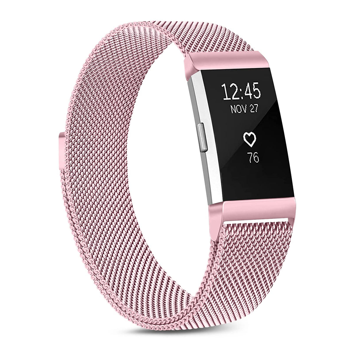 Oumida for Fitbit Charge 2 Straps for Women Men,Replacement Metal Strap for Fitbit Charge 2 Replacement Strap, Adjustable Wristbands with Magnet Lock for Fitbit Charge 2(Rose,S)