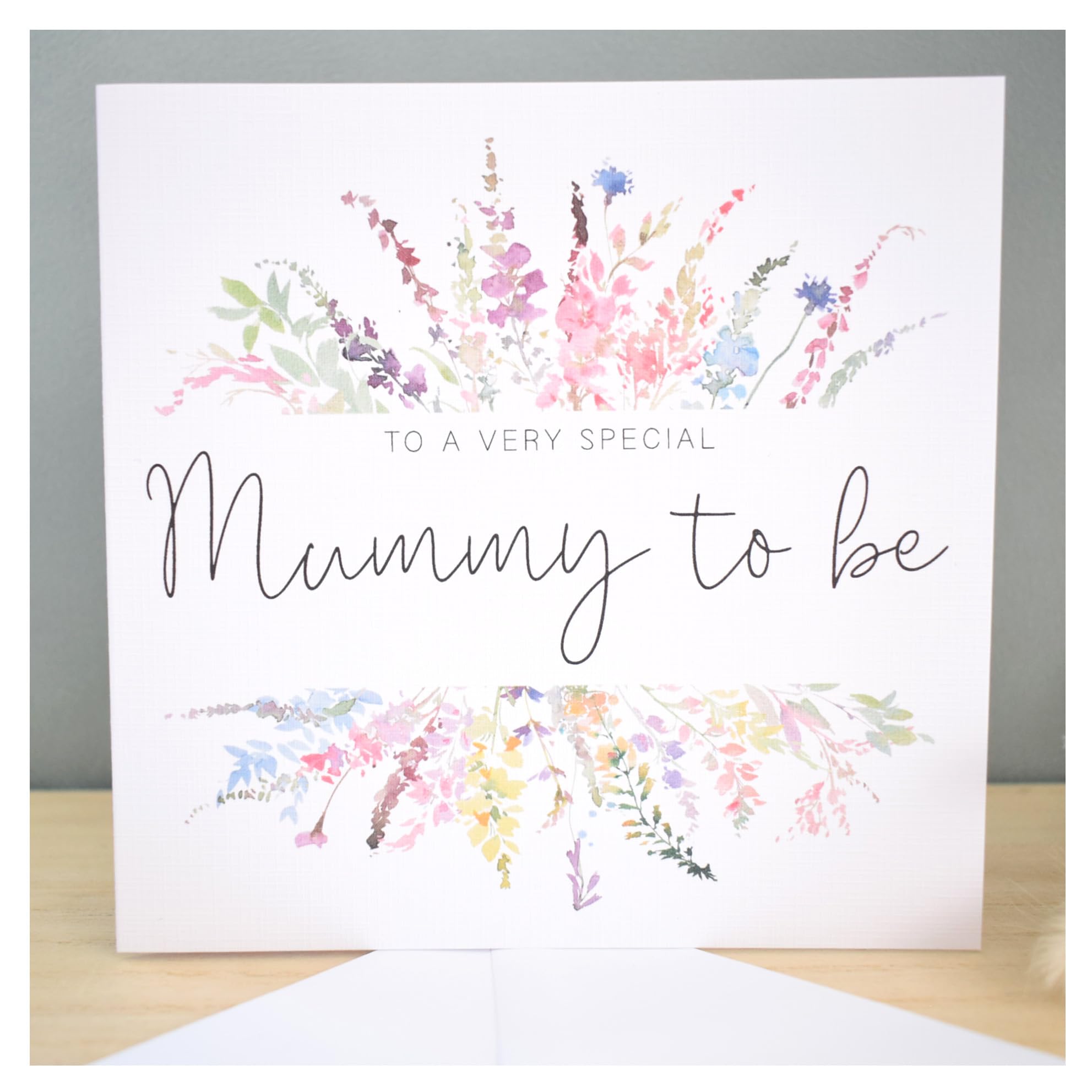 Very Special Mummy To Be Card   Pregnancy Congratulations   Baby Shower Card   Rainbow Spring Summer Florals   Square Modern Greeting Card