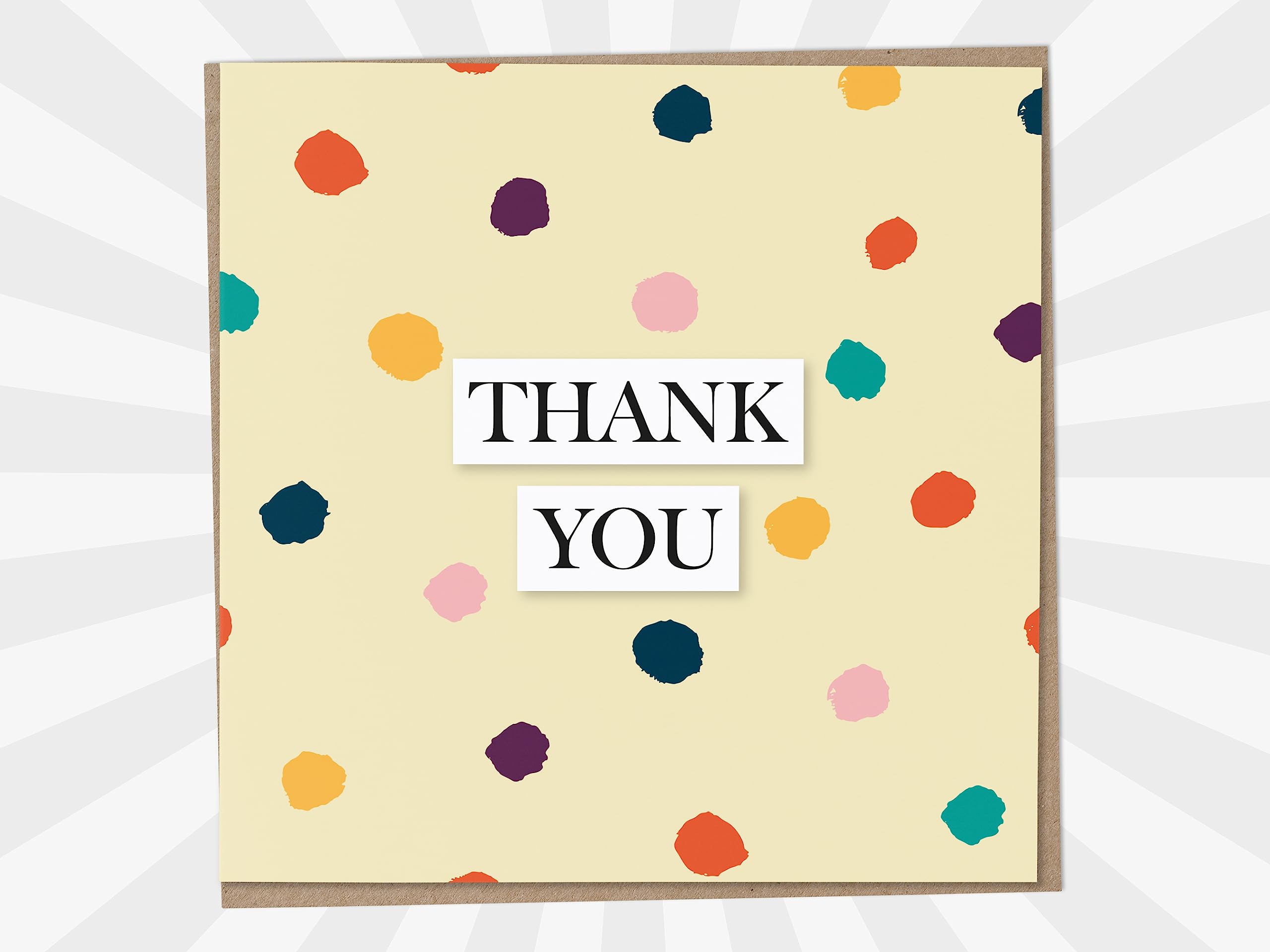 Thank You Card, Painted Style Polka Dots, Thank You Greeting Cards for Friend or Teacher, Thank You Card for Men or Women, Blank Inside, Kids Thank You Card, Wedding Thanks