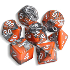 QMAY DND Dice Polyhedral Dice Set - 7 Pieces for Dungeon and Dragons MTG RPG D&D D20, D12, D10, D%, D8, D6, D4 (Orange and Silver)