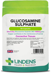 Lindens Glucosamine Sulphate 1000mg 60 Capsules   Joint Care   UK Made   1 A Day   Joint Care Supplements   Joint Health   2 Months Supply   Letterbox Friendly