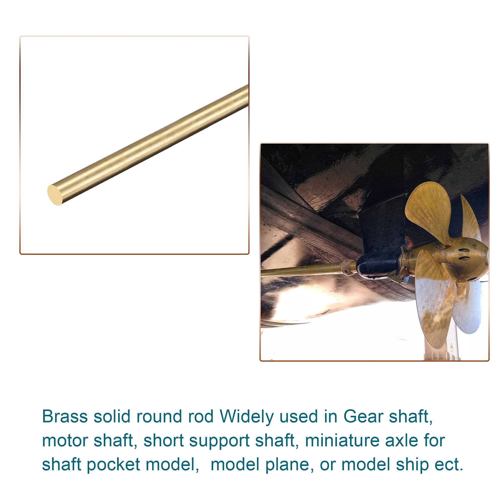 sourcing map Brass Rod,Brass Solid Round Rod 4mm Diameter 200mm Length Lathe Bar Stock for RC Model Airplane Helicopter DIY Craft Pack of 2pcs