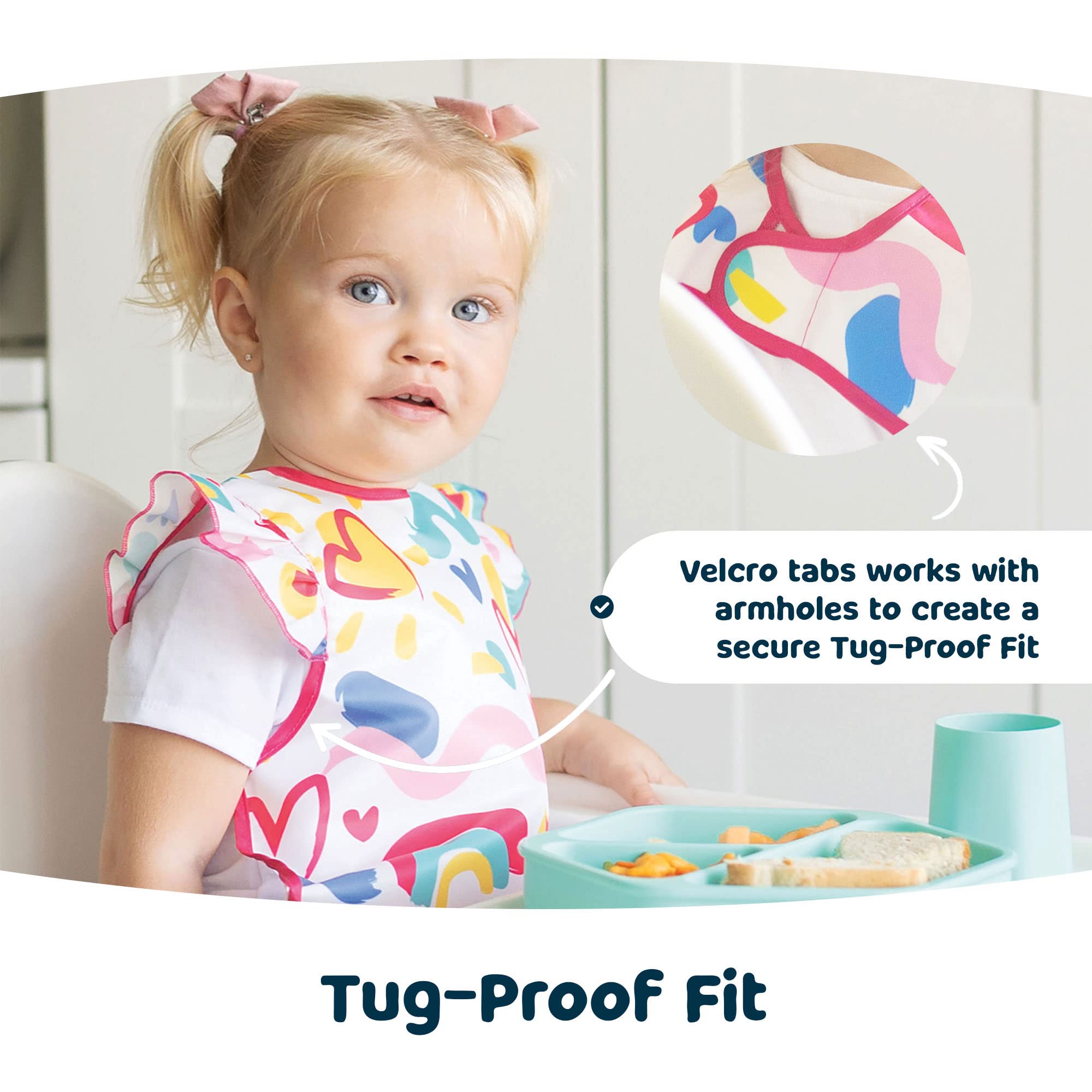 Tiny Twinkle Bibs Mess Proof Baby Bib Waterproof Feeding Bibs Weaning Bibs For Toddlers 0-24months Machine Washable and Adjustable Side Closure Great for Baby Eating with Deep Storage Pocket