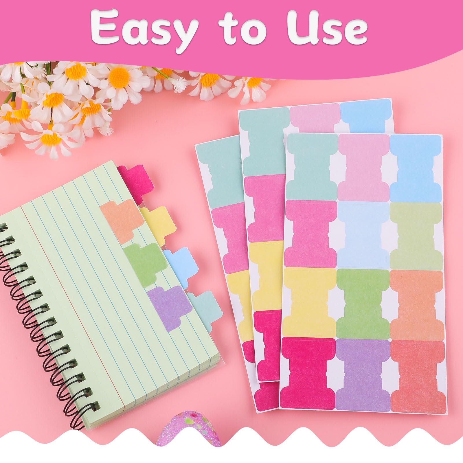 Hoiny Book Tabs, Sticky Tabs Page Markers, Double Sided Bible Tabs, Colorful Index Tabs, Annotation Tabs, Page Markers Tabs for Study Notes Cook Books Indexing Jobs