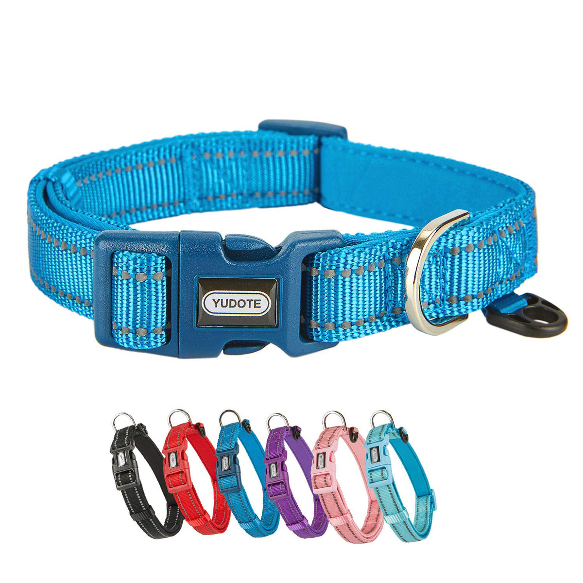 YUDOTE Dog Collar Medium Strong Reflective Nylon Webbing with Soft Comfy Neoprene Padded Linning for Medium Dogs Daily Use,Royal Blue