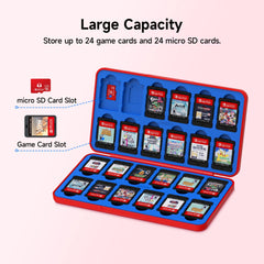 Switch Game Case Compatible with Nintendo Switch/OLED/Lite, 24 Slots Switch Game Cartridge Holder, Portable Switch Card Storage Case with 24 Slots for Switch Games and Micro SD Cards, Mario Overall