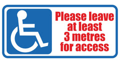 Disabled Please Leave 3 Metres for Access Self Adhesive Vinyl Car Van Stickers fir Vehicles