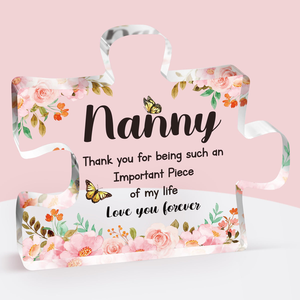 Nanny Gifts - Delicate Nanny Gifts from Grandchildren, Gifts for Nanny - Engraved Acrylic Block Puzzle Piece 3.9 x 3.3 inch - Mothers Day Birthday Gifts for Nanny Grandmother, Gifts Ideas, Buioata