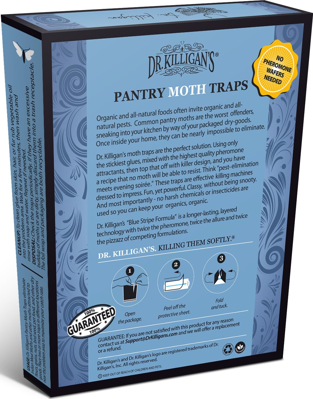 Dr. Killigan's Premium Pantry Moth Traps with Pheromones Prime   Safe, Non-Toxic with No Insecticides   Sticky Glue Trap for Food and Cupboard Moths in Your Kitchen   Organic (6, Blue)