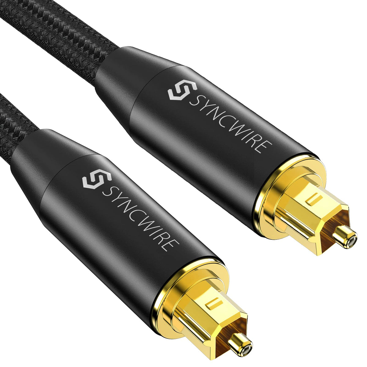 Syncwire Optical Cable Digital Audio 2M - Flexible Nylon Braided Toslink Port Cable Optical Cable 24K Gold-plated Connectors for Soundbar, Smart TV, PS4, X-Box, DVD/CD, Home Theater and More