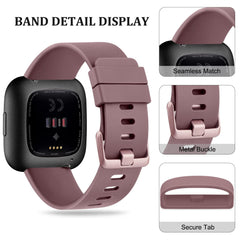 Pack 3 Straps Compatible with Fitbit Versa 2 Staps/Fitbit Versa Lite Strap/Fitbit Versa Strap for Women Men, Silicone Replacement Compatible with Fitbit Versa 2(L,Black/Violet Smoke/Starlight)