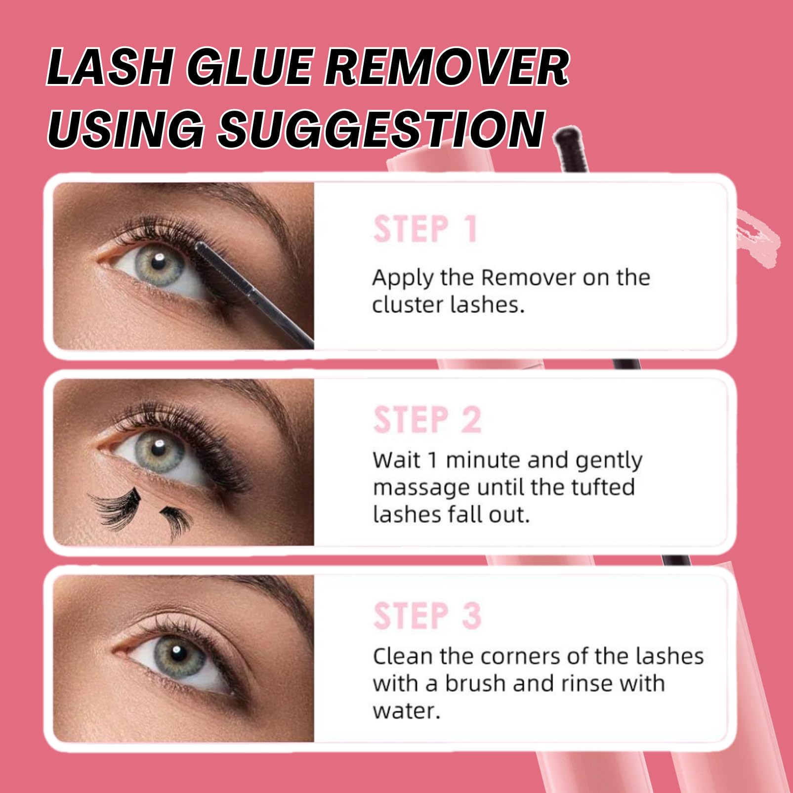 Tongyend Lash Bond and Seal Glue with Lash Remover Cluster Eyelash Glue Remover, Lash Glue for Eyelash Extensions, Waterproof Eyelash Glue, for Individual Lashes Super Strong Hold