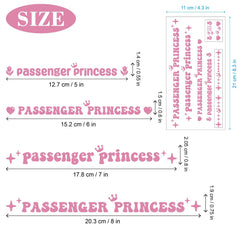 4 Passenger Princess Auto Parts, Vinyl Passenger Princess Sticker Rose Heart Star Crown Nicer Waterproof Vehicle Mirror Sticker, Window Rear, View Mirror Women Car Decoration (Pink)