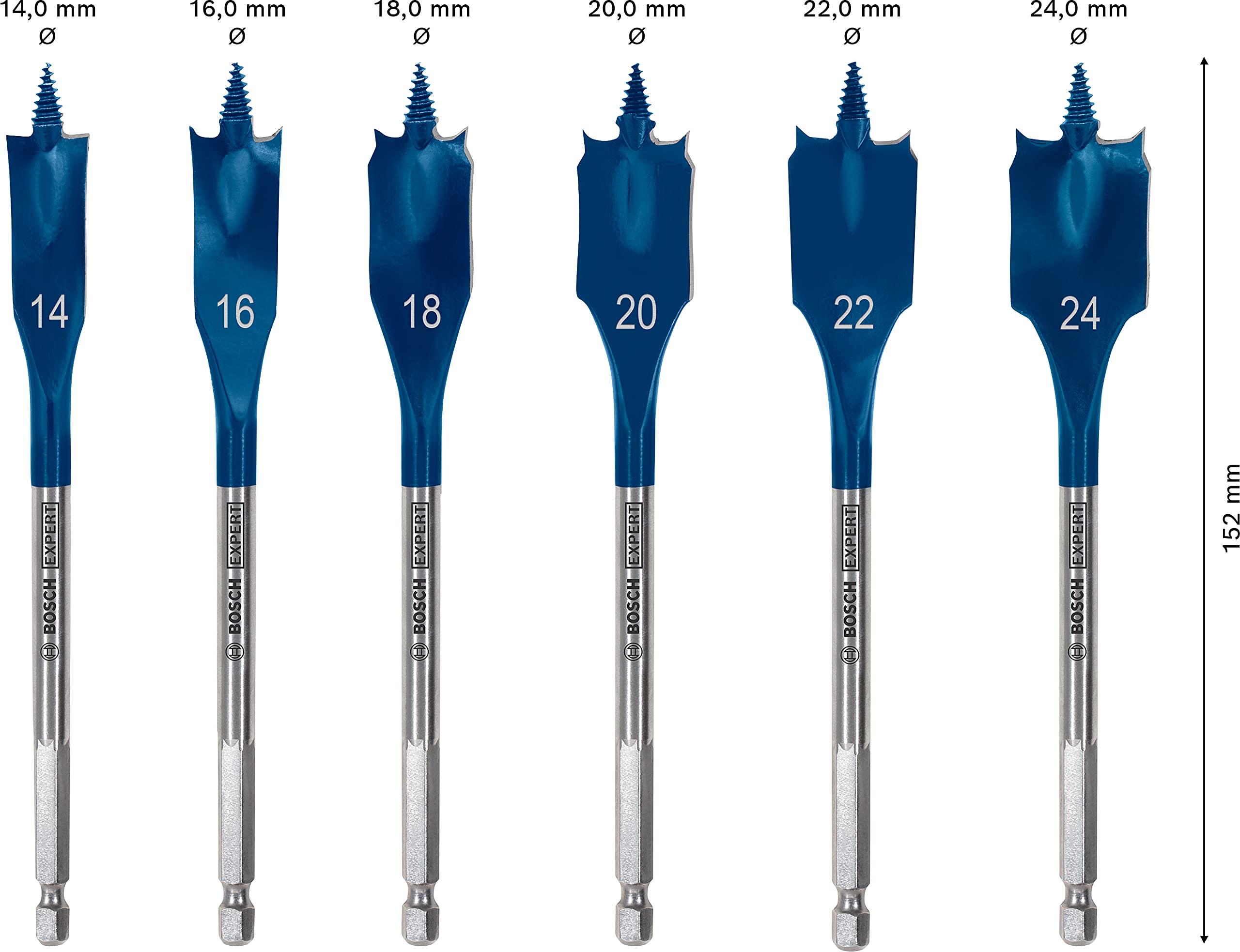 Bosch Professional 6 pc. Expert SelfCut Speed Spade Drill Bit Set (for Softwood, Chipboard, Ø 14-24 mm, Accessories Rotary Impact Drill)