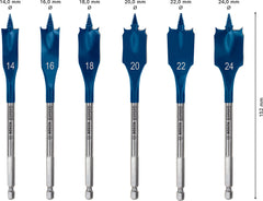 Bosch Professional 6 pc. Expert SelfCut Speed Spade Drill Bit Set (for Softwood, Chipboard, Ø 14-24 mm, Accessories Rotary Impact Drill)