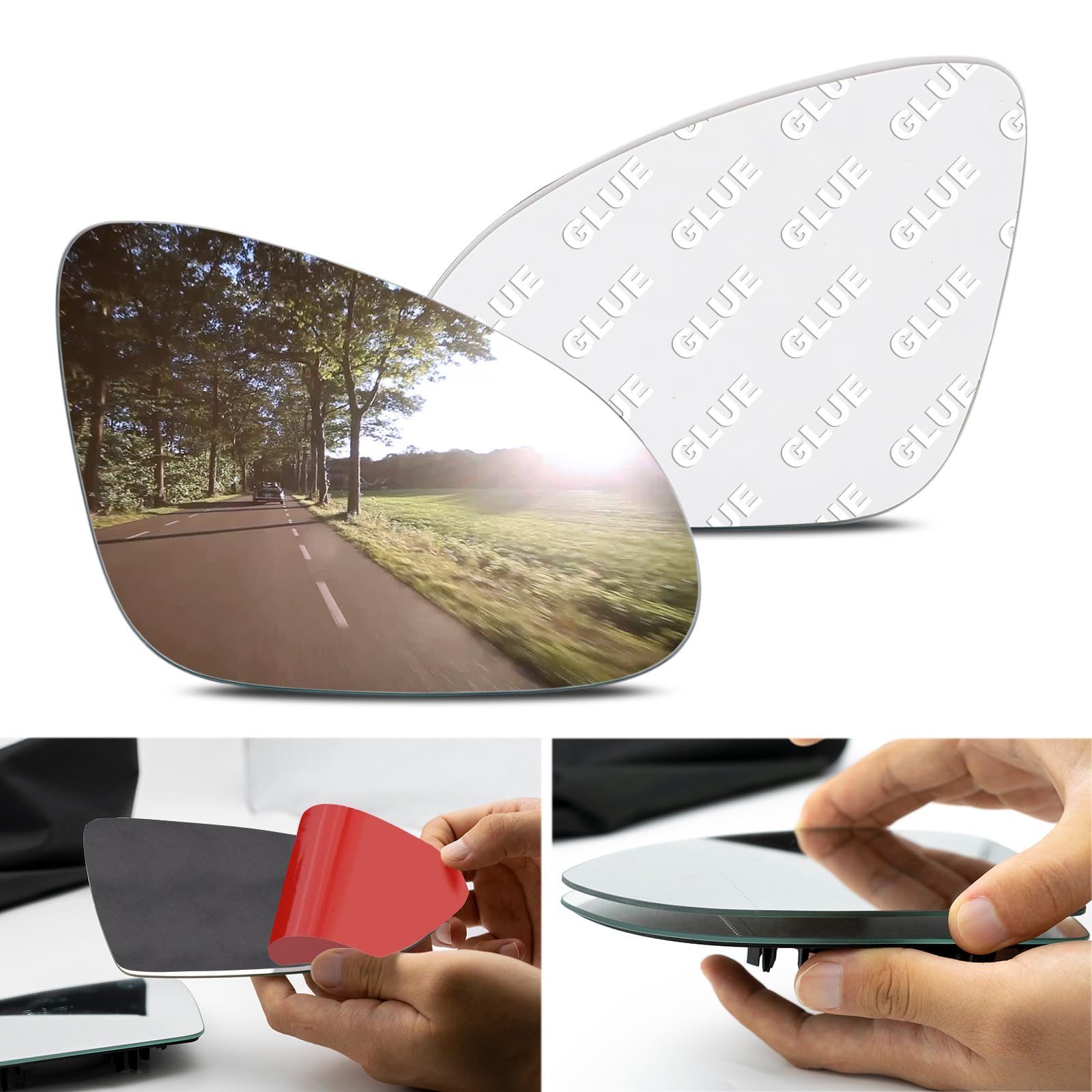 AUTOXBERT Wing Mirror Glass Right Side Convex Fit For Vauxhall Astra J 2009 2010 2011 2012 2013 2014 2015 2016 Driver Side STICK-ON Mirror