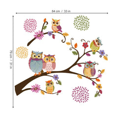 decalmile Colorful Owl Wall Stickers Animals on Tree Branch Wall Decals Baby Nursery Kids Bedroom Wall Decor