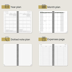 POPRUN A6 Diary 2024 Week To View Pocket Diary 16 x 10.5 cm Spiral Bound Soft Cover, 24 Small Weekly Planner with Work Appointment, 100GSM FSC® Paper - Black