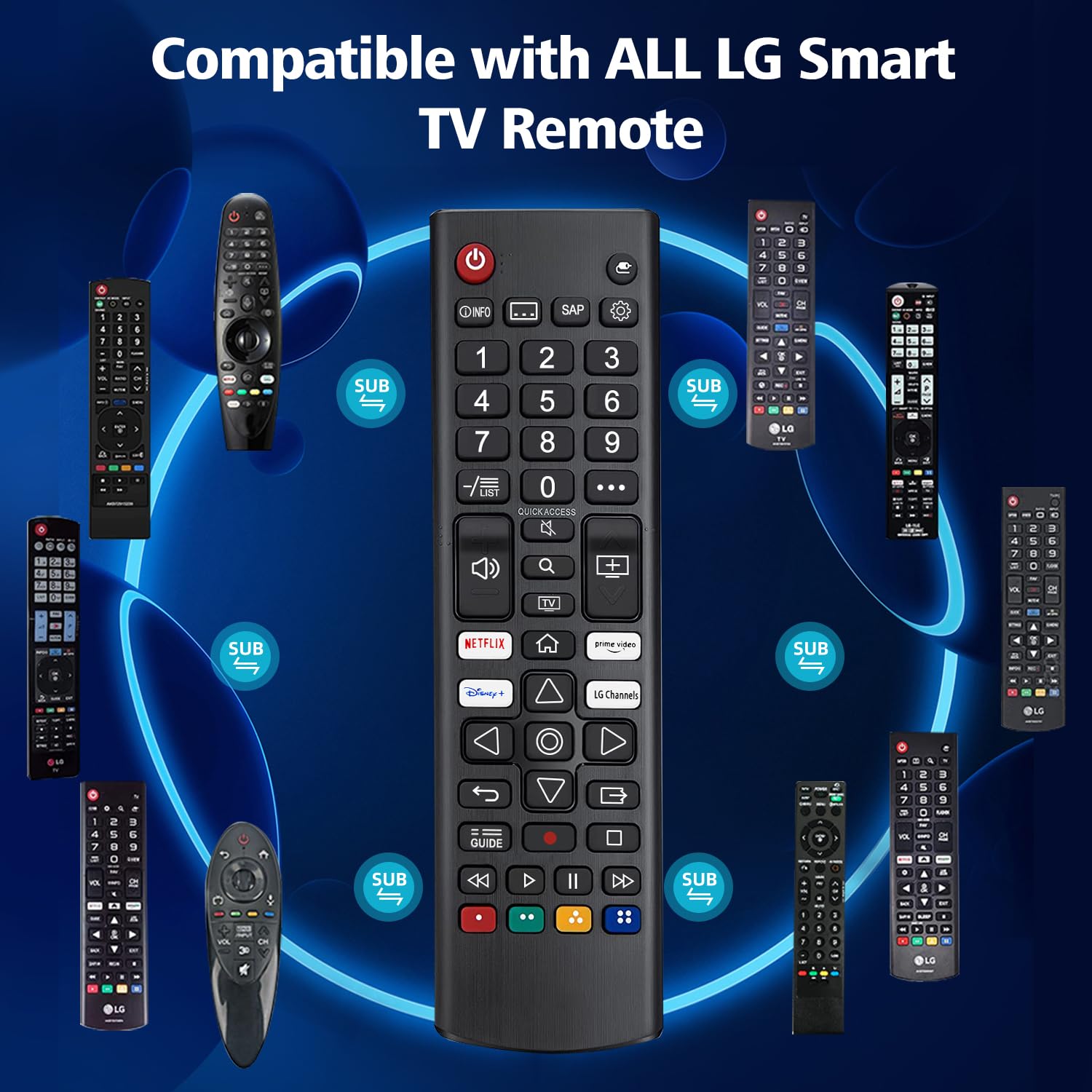 Universal Remote for LG TV Remote Control (All Models) Compatible with All LG LED OLED LCD Webos 4K 8K UHD HDTV HDR Smart TV with Prime Video, Disney Plus, Netflix, LG Channels Button