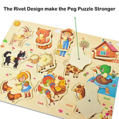 Alphabet Wooden Peg Puzzles for Kids 2 3 Year Olds   Educational Toddler Jigsaws for Girls Boys Gifts (Capital Letters)