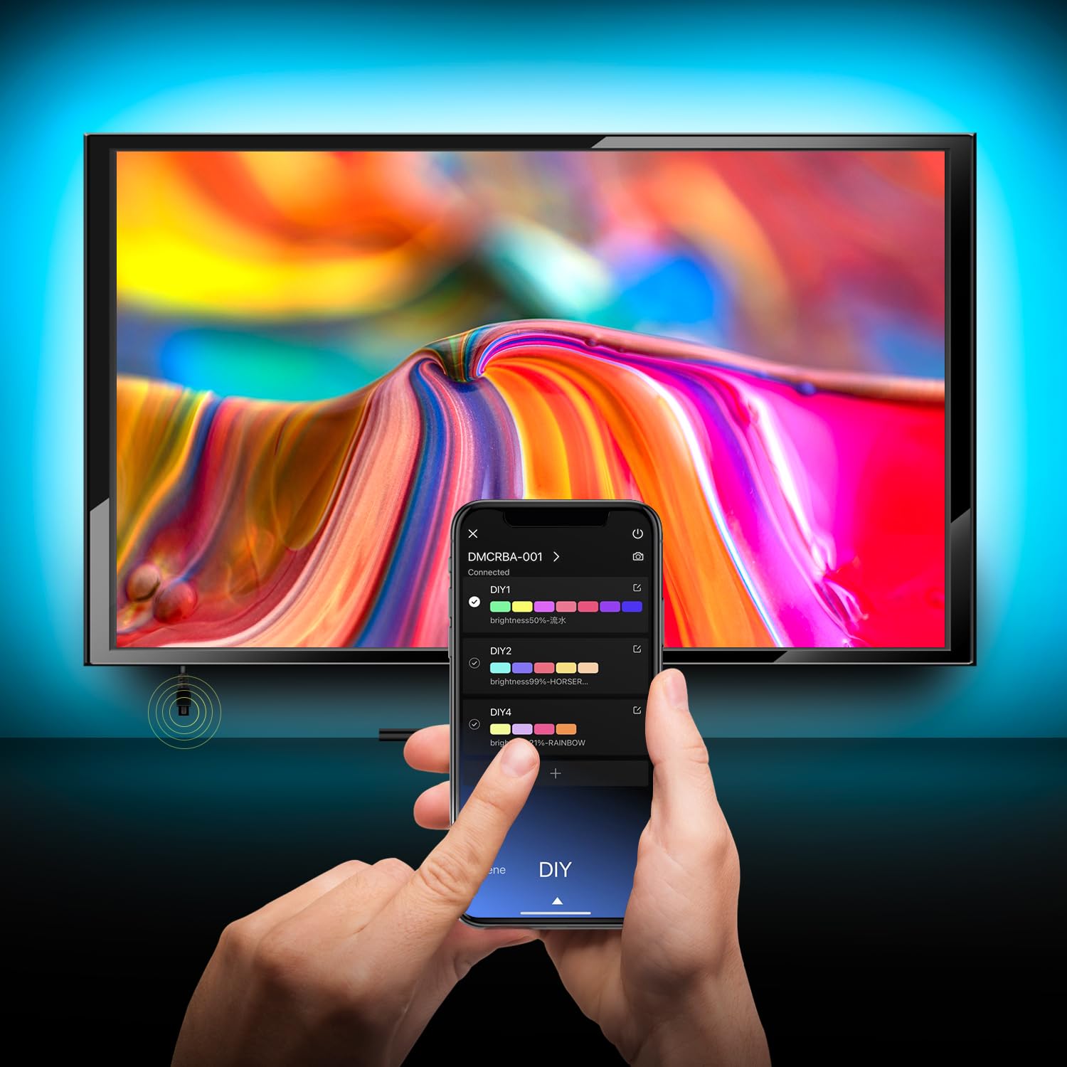 Mexllex LED TV Backlights for 43''-55'' TV with Remote App Control LED TV Backlight Color Changing RGB LED Strip USB Powered (APP Controland Remote)