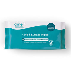 Clinell Antimicrobial Hand & Surface Wipes for Cleaning & Disinfecting - Pack of 1 - 84 Wipes - Sanitising Wipes, Ideal for Travel - Kills 99.99% of Bacteria & Viruses