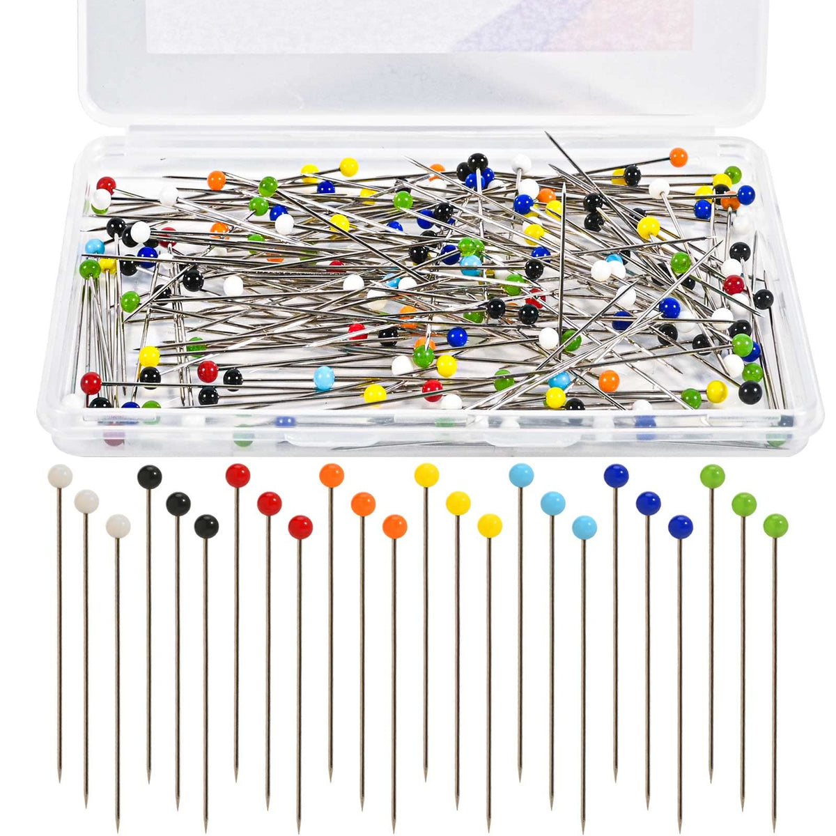 Artvorks Sewing Pins 100 Pcs – 38mm Long Pearl Head Pins With Sharp Ends Not Easy To Bend & Oxidize – Multicolored Pins Ideal For Dressmaking, Quilting, Jewelry & Crafts