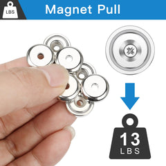 Wukong 10 Pieces Neodymium Magnets, 16 x 5 mm Strong Pot Magnet Round Hole Magnet with Mounting Screws (6KG Force), Silver