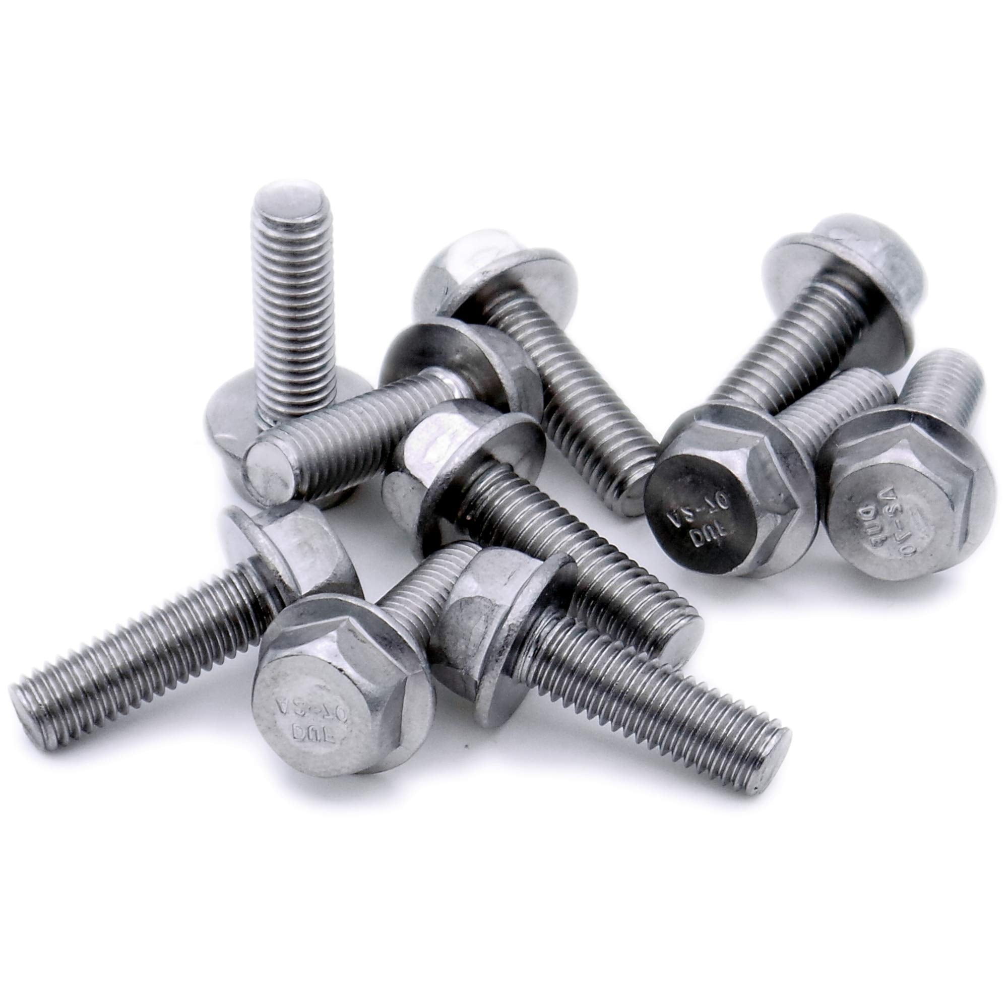 M6 (6mm x 10mm) Flanged Hex Bolt (Fully Threaded Setscrew) - Stainless Steel (A2) (Pack of 10)