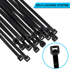 MEKEET Small Cable Ties Black 100 Pack - 200mm x 3.6mm Plastic Cable Ties 8 Inch Zip Ties Self Locking Tie Wraps for Home Office Garage Workshop and DIY