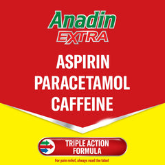 Anadin Extra Aspirin Paracetamol and Caffeine Caplets, Red, 16 count