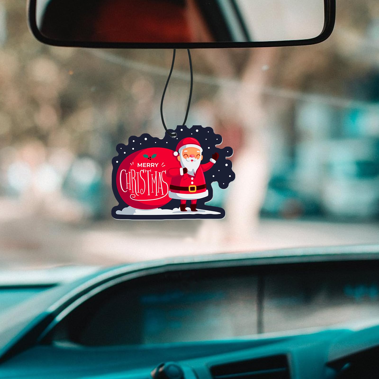 OBEST Christmas Car Air Fresheners, Christmas Decorations Cute Interior Accessories 9 PCS Scented Cards for Drawers, Closets, Wardrobe, Chirstmas Gifts, New Car Fragrance with Elastic Hanging Loop